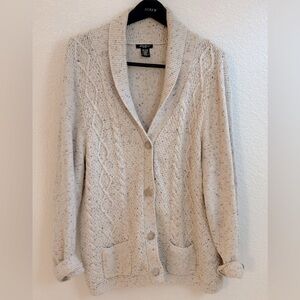 Eddie Bauer Cream Cable Knit Cardigan